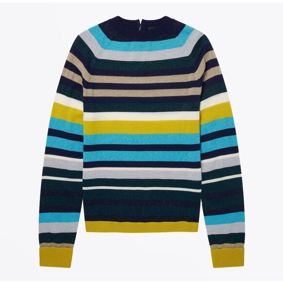PS Paul Smith Maximalist Wool Blend Sweater Women’s Size XL Teal Glitter Stripe - Picture 1 of 10